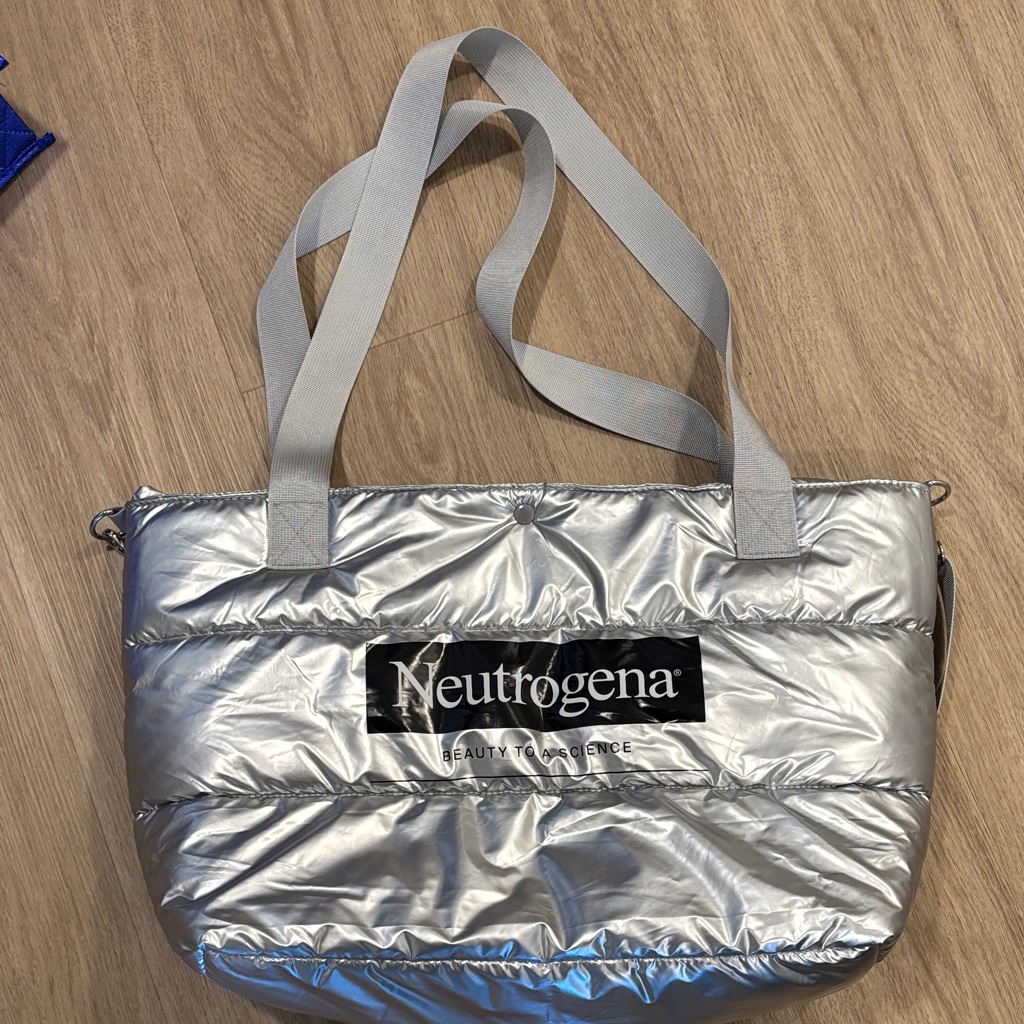 Neutrogena Metallic Silver Quilted Puffer Tote